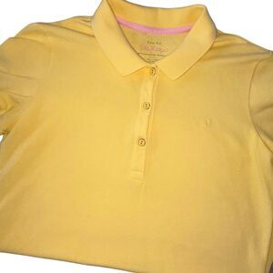 Lilly Pulitzer Polo Shirt Sz Small Chic Fit Short Sleeve Yellow Golf Embroidered